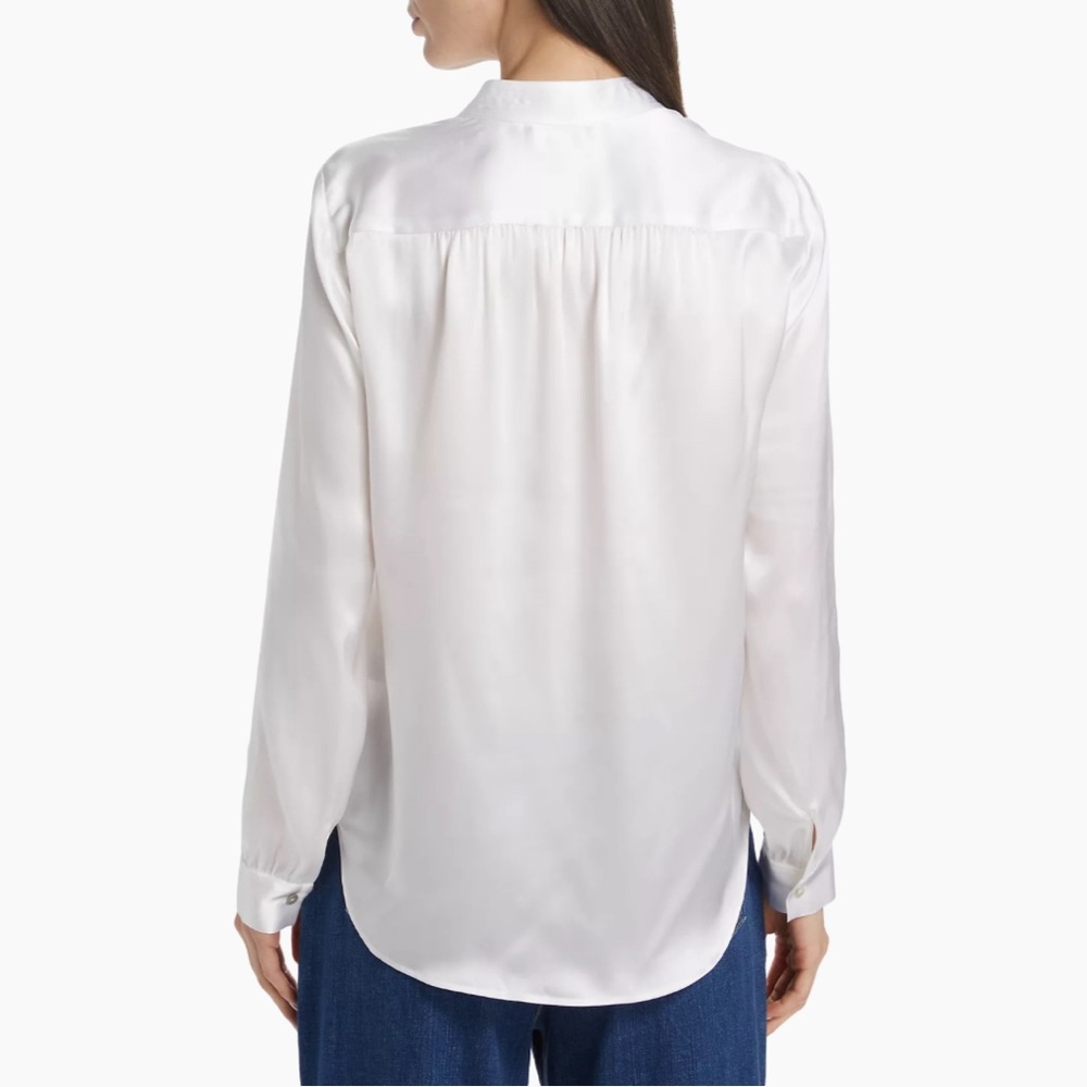 NWT💕L'AGENCE Bianca Silk Charmeuse Blouse in White Size XL - Picture 4 of 14